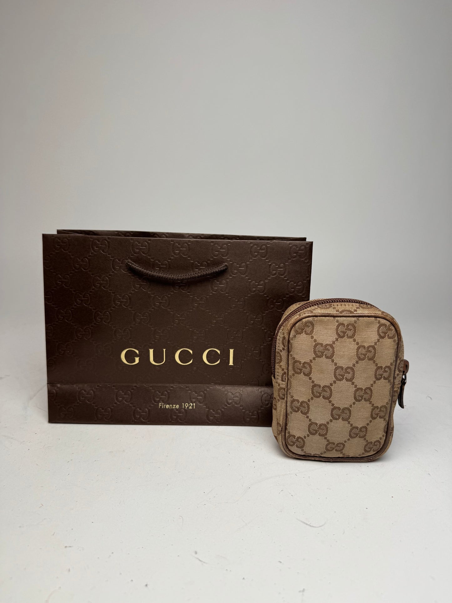 Vintage Gucci Monogram Mini Bag Brown Beige