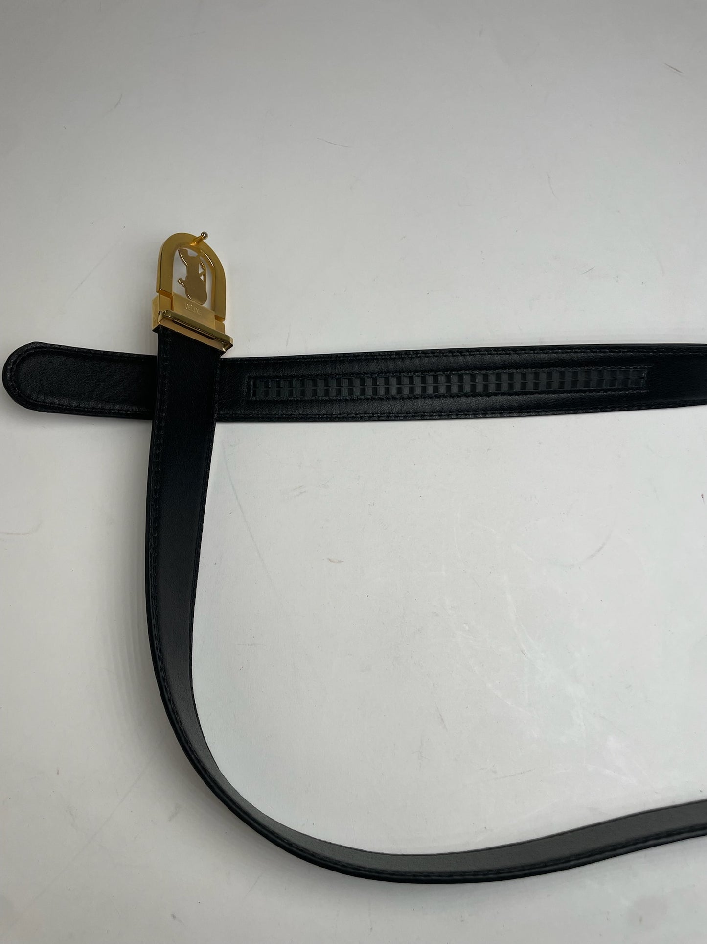 Vintage Celine Paris Leather Belt Black