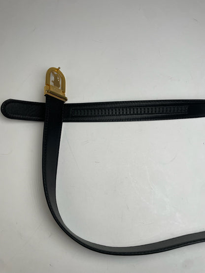 Vintage Celine Paris Leather Belt Black