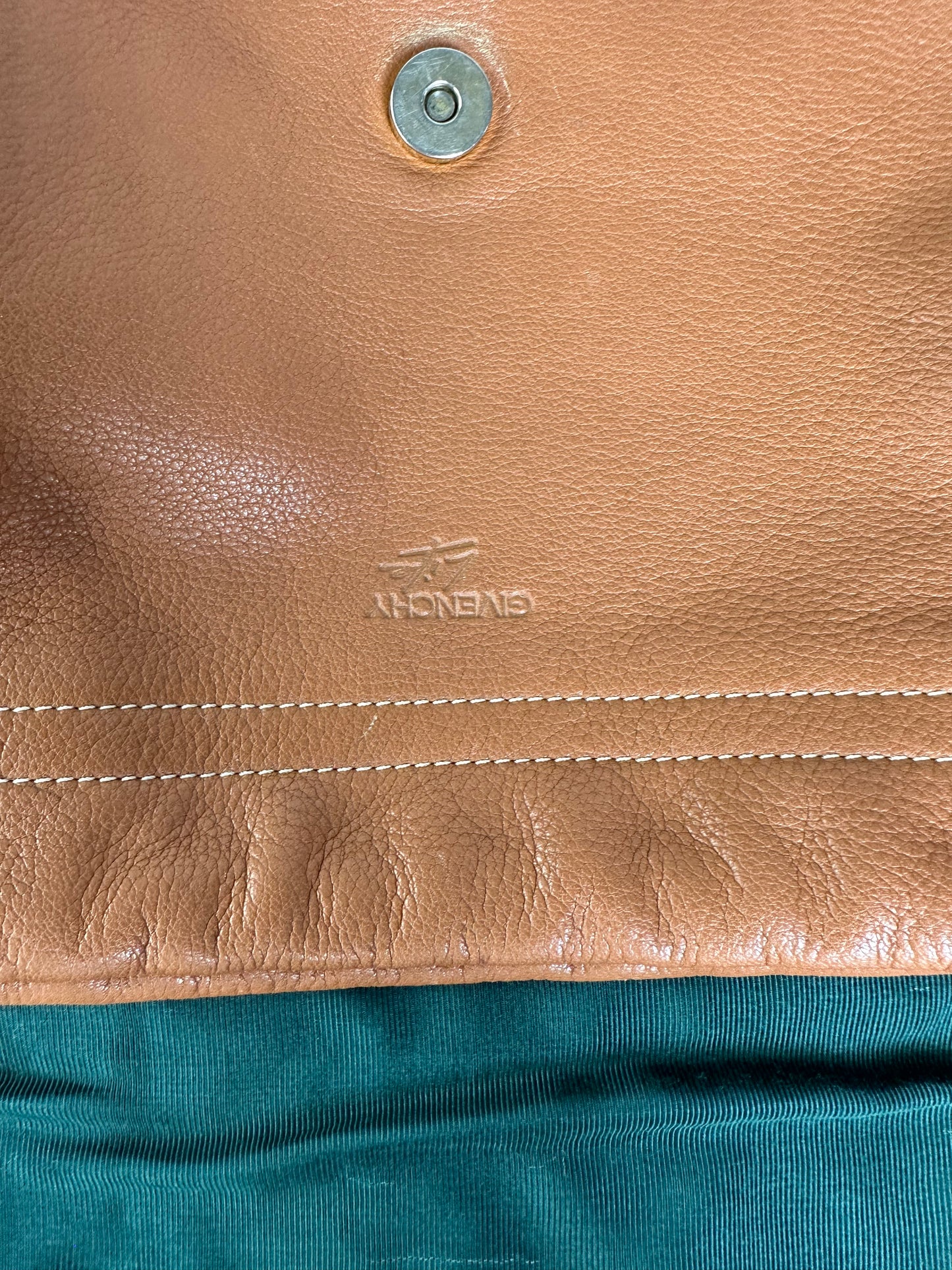 Vintage Givenchy Studded Leather Shoulder Bag Brown Gold