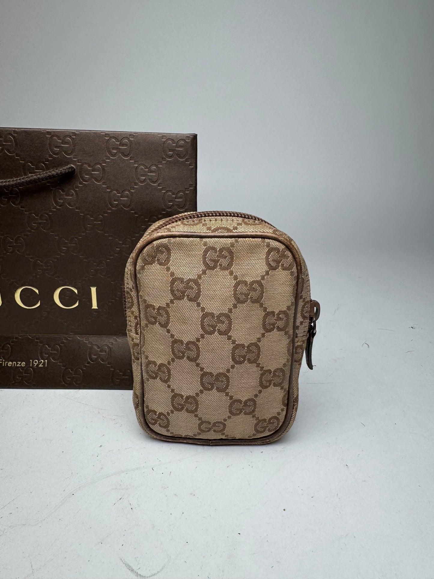 Vintage Gucci Monogram Mini Bag Brown Beige