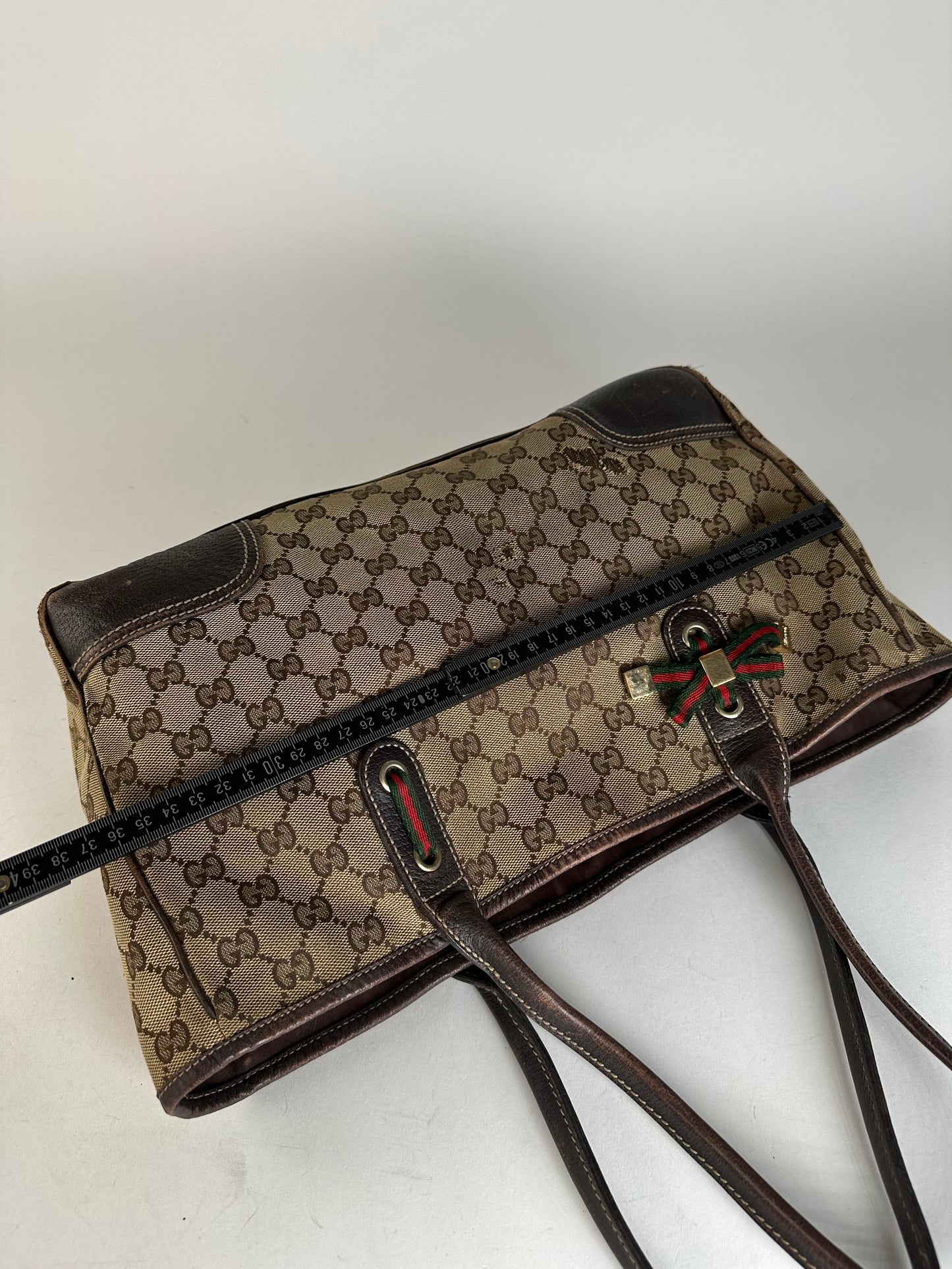 Vintage Gucci Monogram Handbag Beige Brown