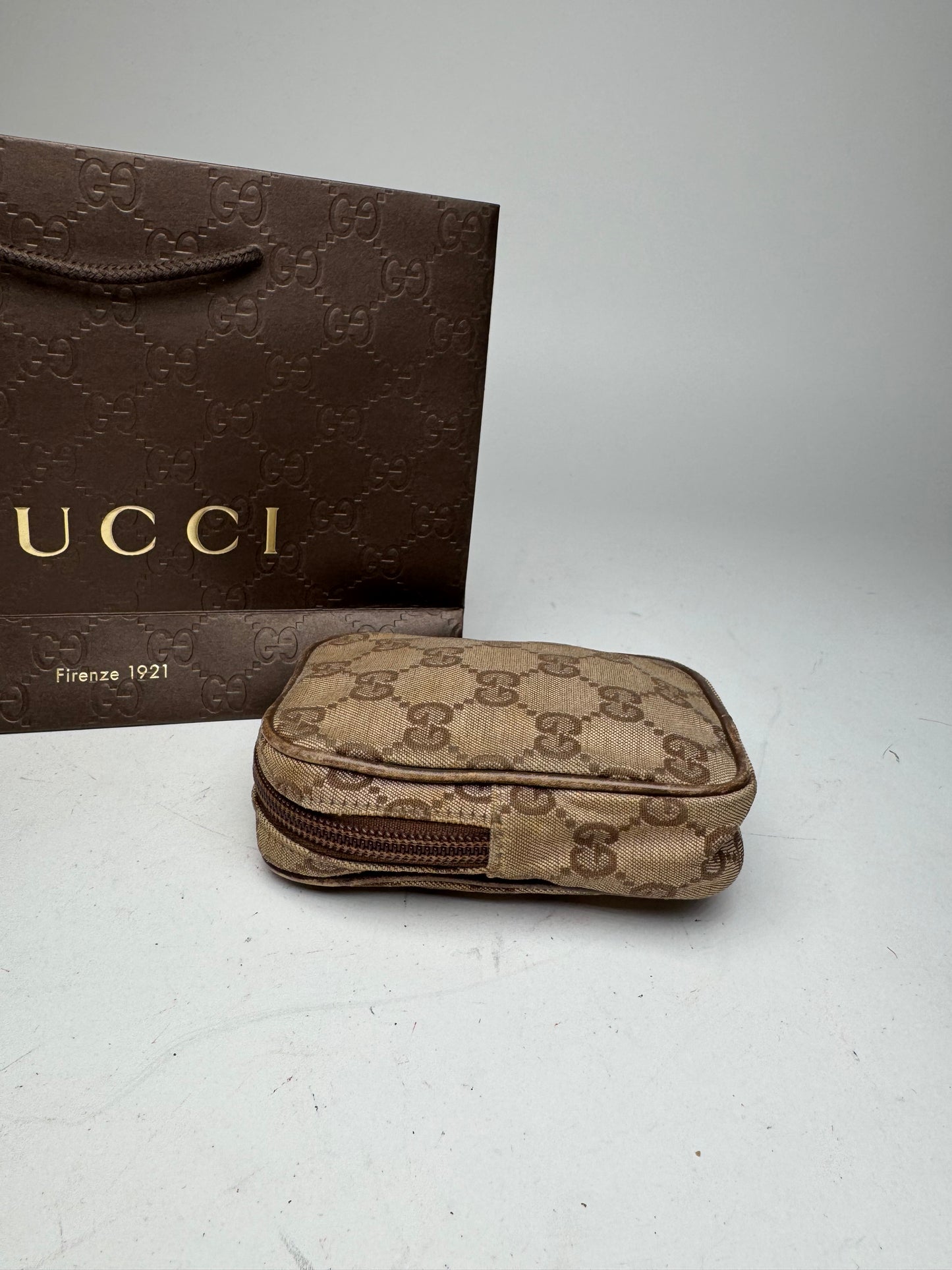 Vintage Gucci Monogram Mini Bag Brown Beige