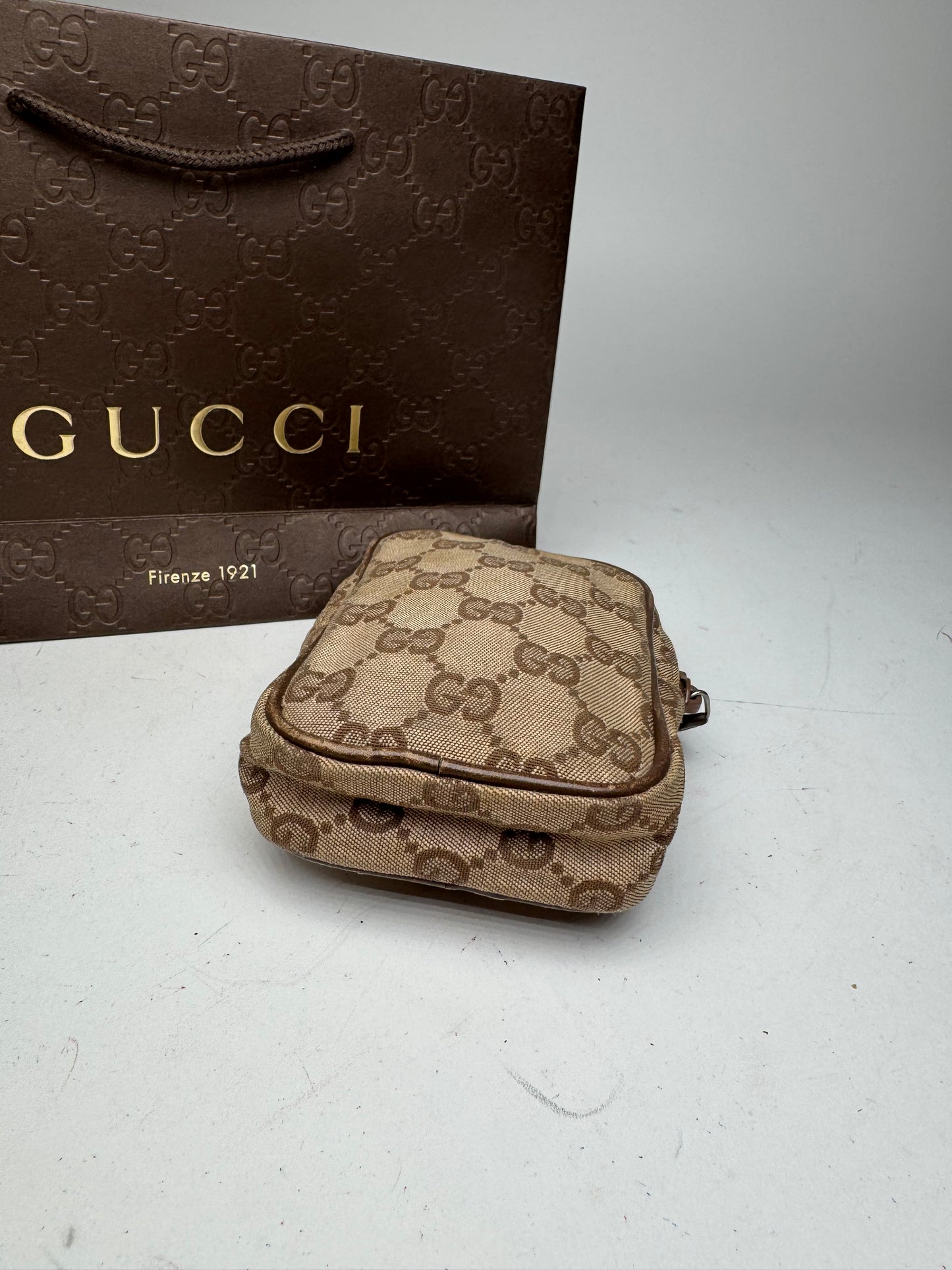 Vintage Gucci Monogram Mini Bag Brown Beige
