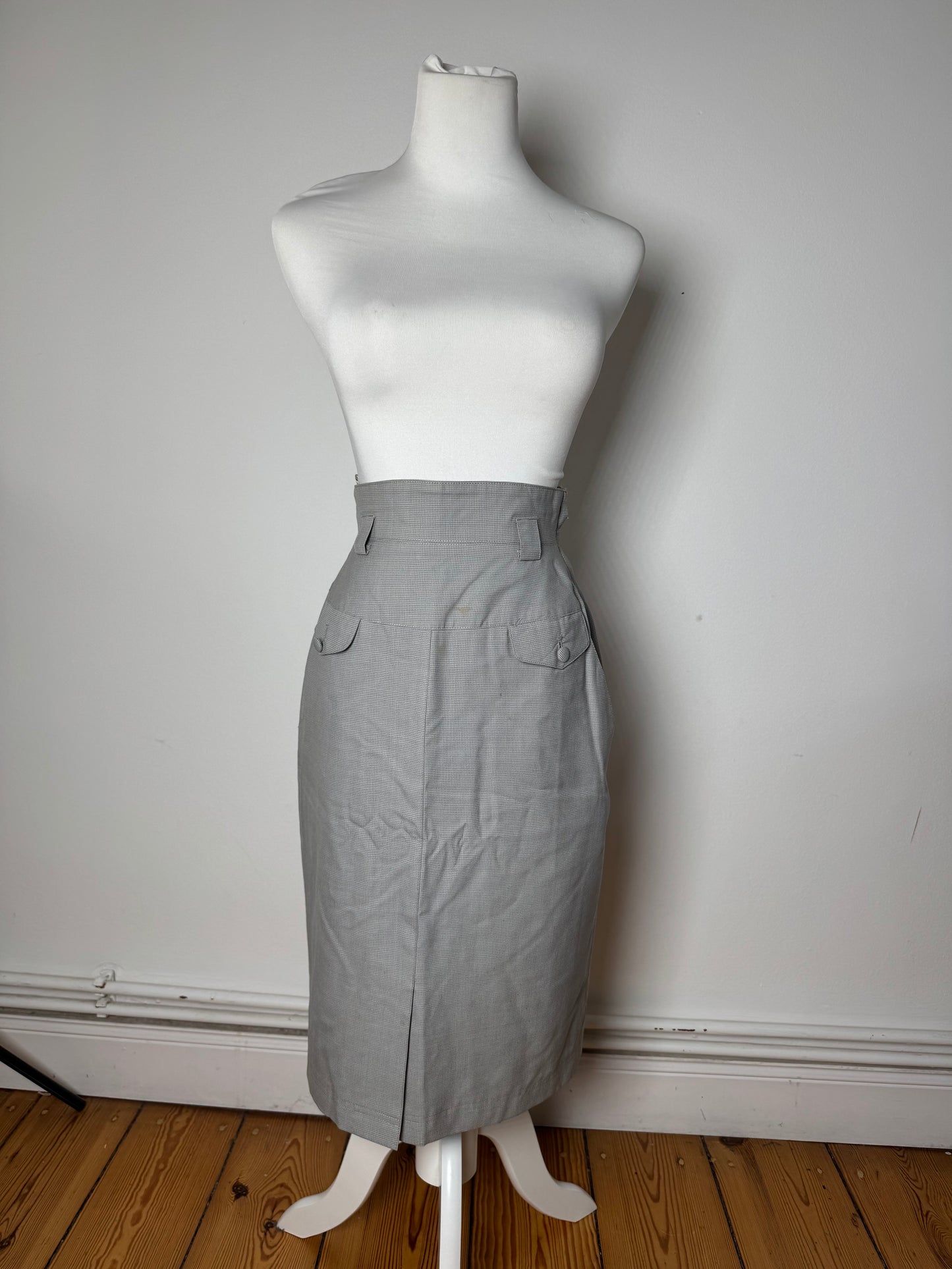 Vintage Dior Skirt Checked Grey White S