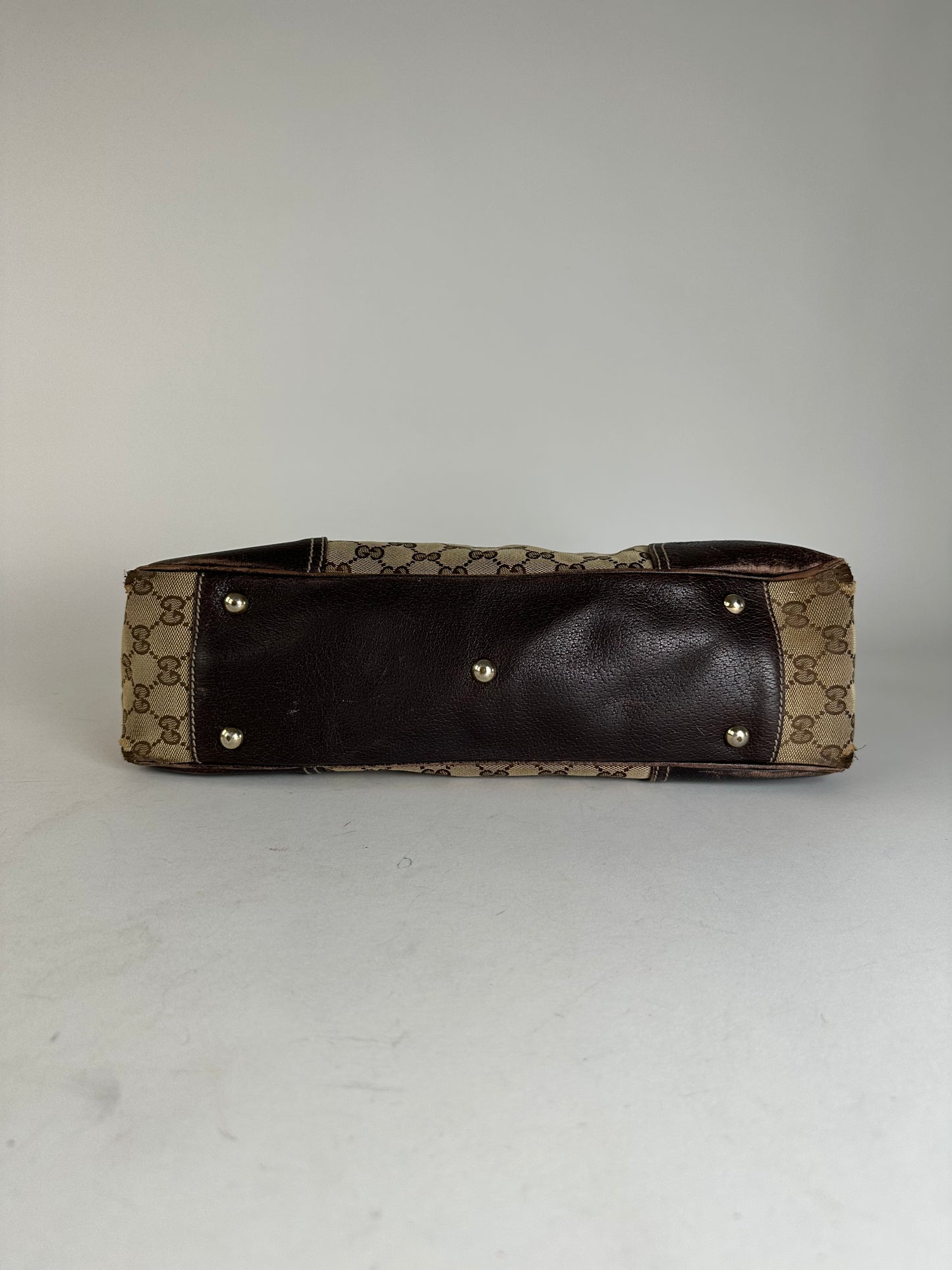 Vintage Gucci Monogram Handbag Beige Brown