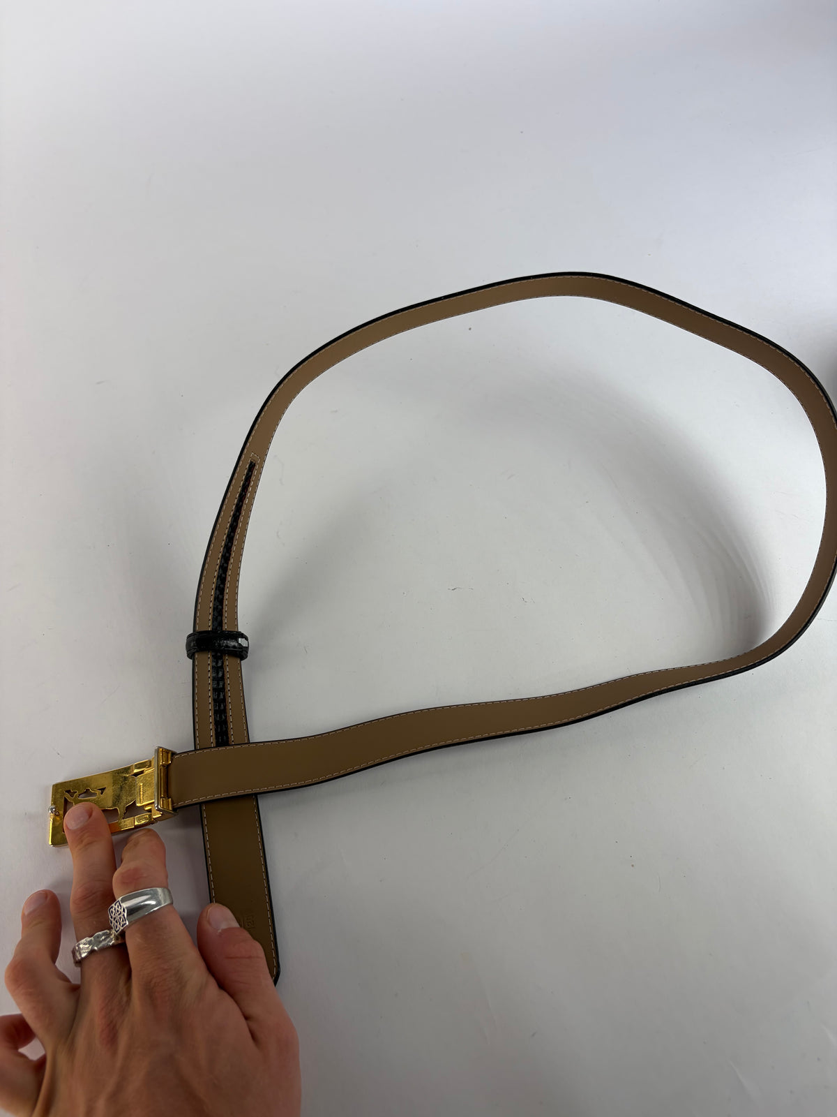 Vintage Celine Sulky Horse Carriage Buckle Belt Late 1970s Black Gold