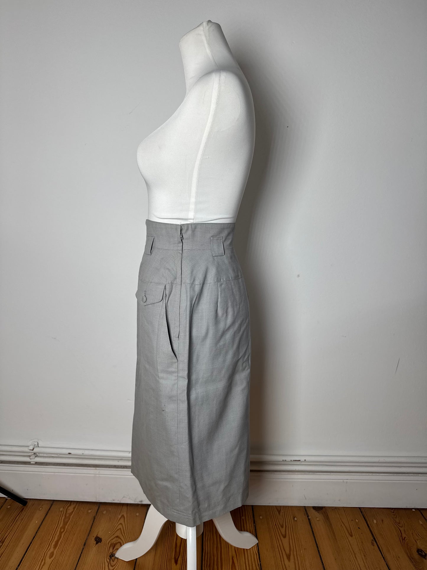 Vintage Dior Skirt Checked Grey White S