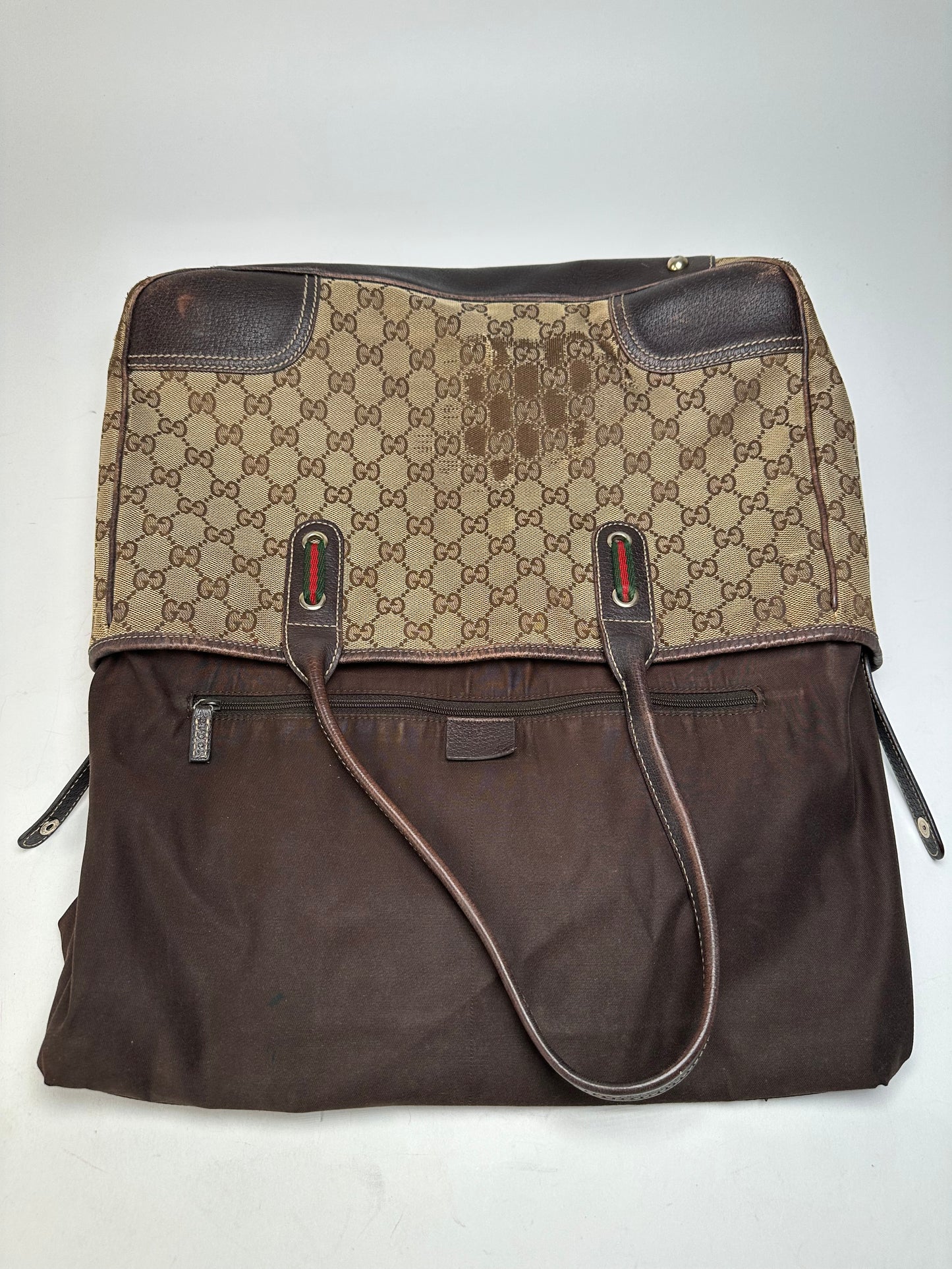 Vintage Gucci Monogram Handbag Beige Brown