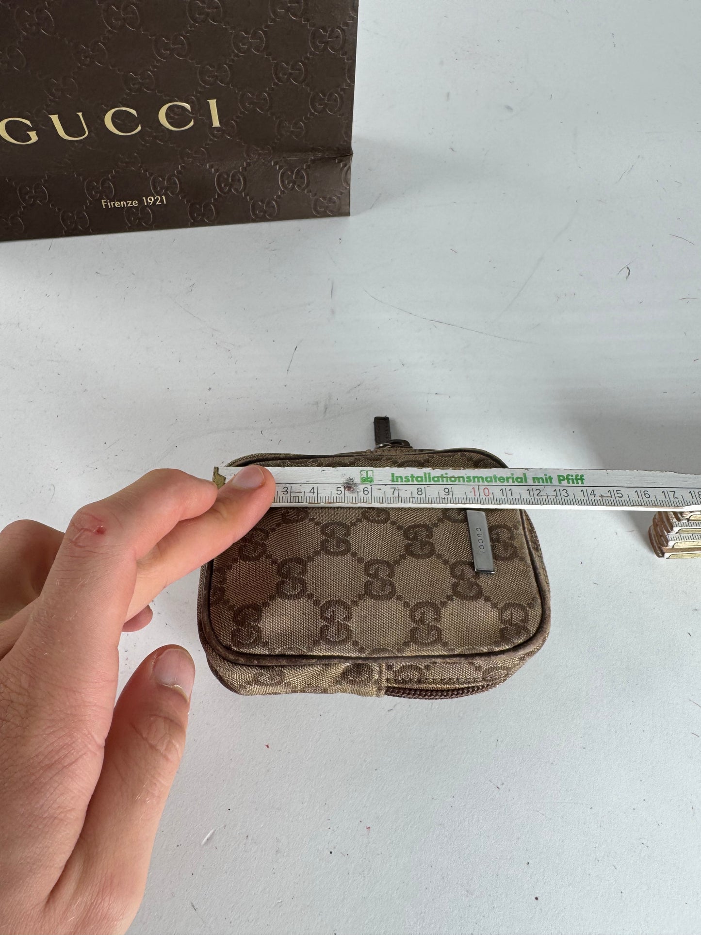 Vintage Gucci Monogram Mini Bag Brown Beige