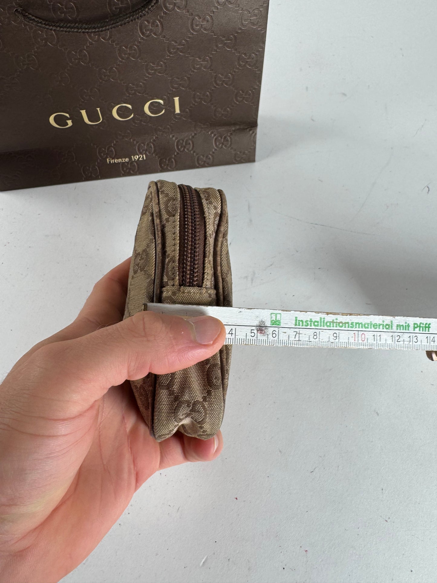 Vintage Gucci Monogram Mini Bag Brown Beige