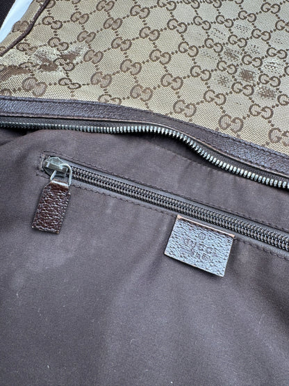 Vintage Gucci Monogram Canvas Croissant Crossbody 2Way Bag beige brown