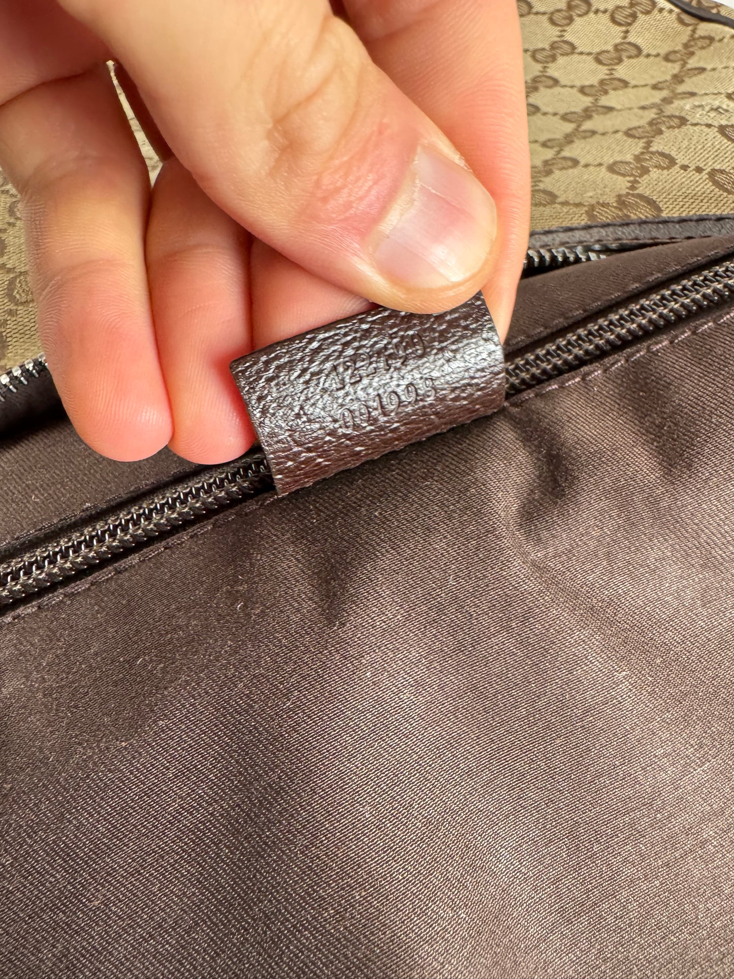 Vintage Gucci Monogram Canvas Croissant Crossbody 2Way Bag beige brown