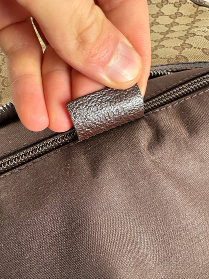 Vintage Gucci Monogram Canvas Croissant Crossbody 2Way Bag beige brown