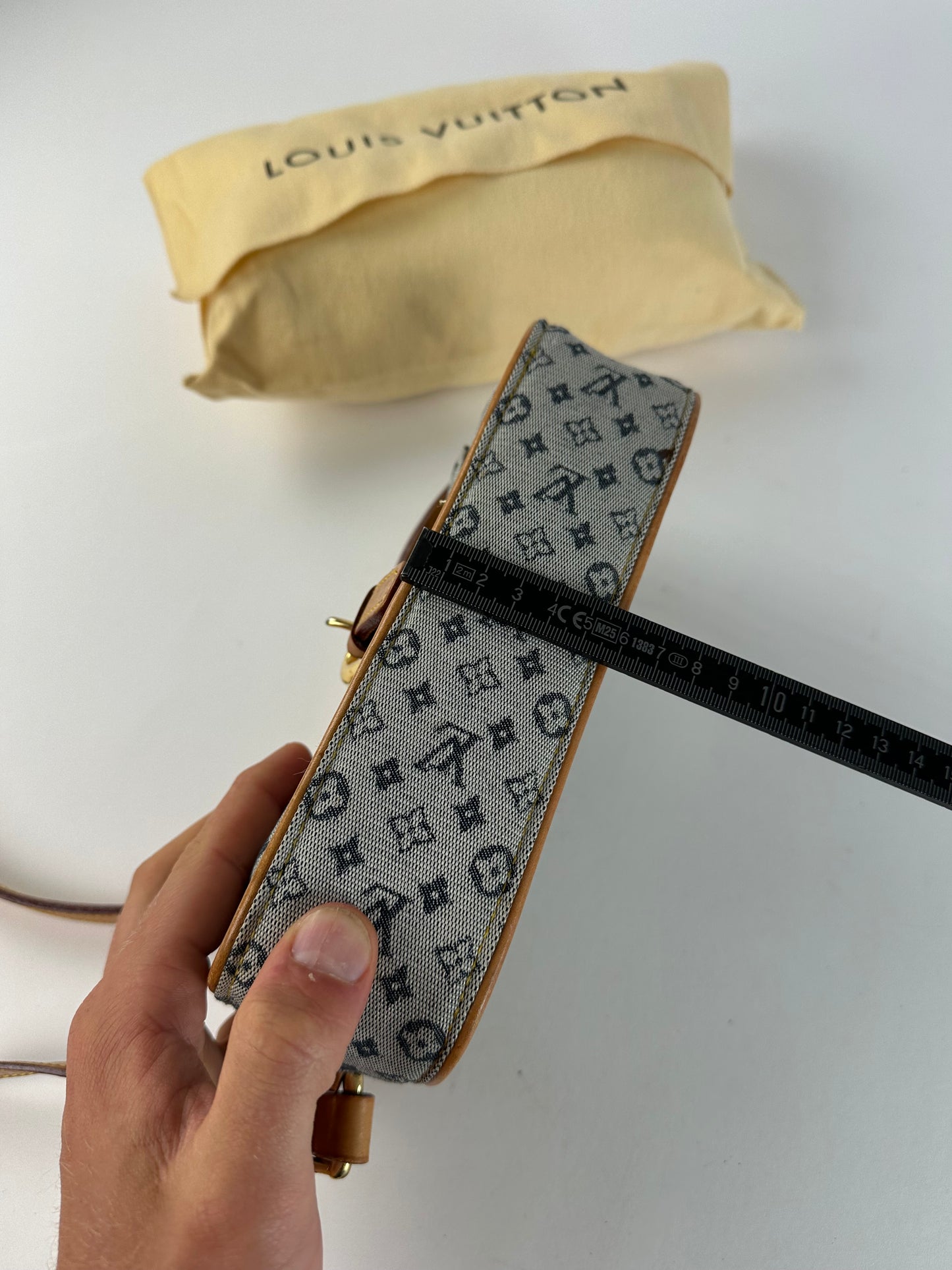 Vintage Louis Vuitton Monogram Canvas Crossbody Bag Y2K Grey Tan