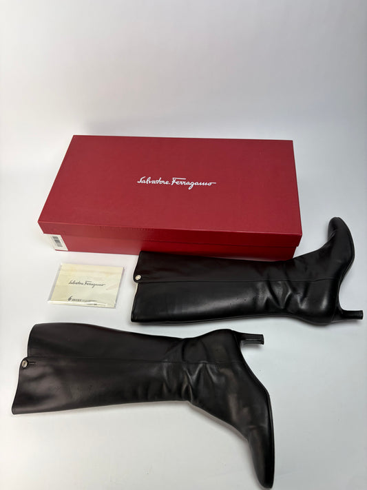 Vintage Salvatore Ferragamo Knee-High Boots Black c. Late 1990s EU38