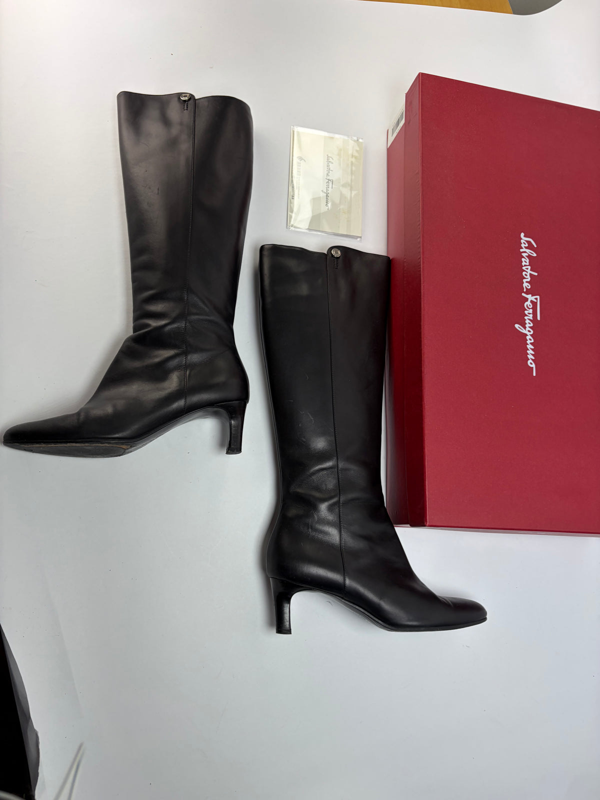 Vintage Salvatore Ferragamo Knee-High Boots Black c. Late 1990s EU38