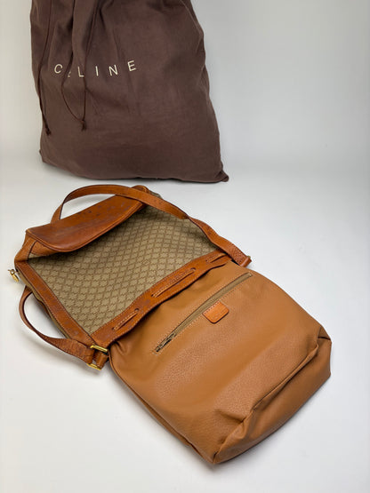Vintage Celine Macadam Canvas Bucket Bag c. 1990 Beige Brown