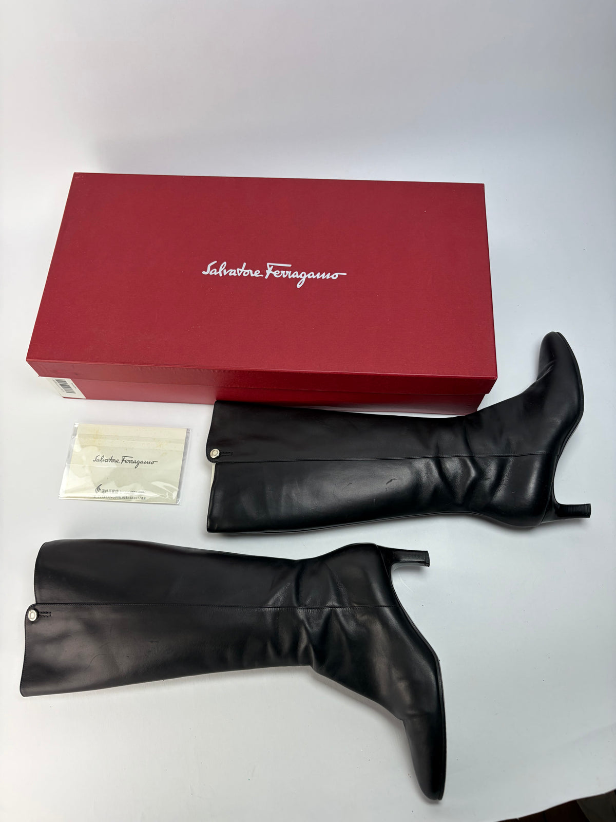 Vintage Salvatore Ferragamo Knee-High Boots Black c. Late 1990s EU38