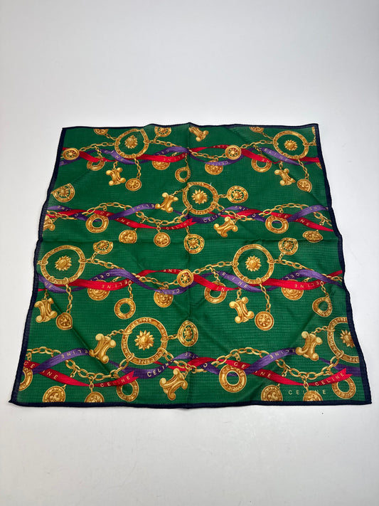 Vintage Celine Scarf Green Golden