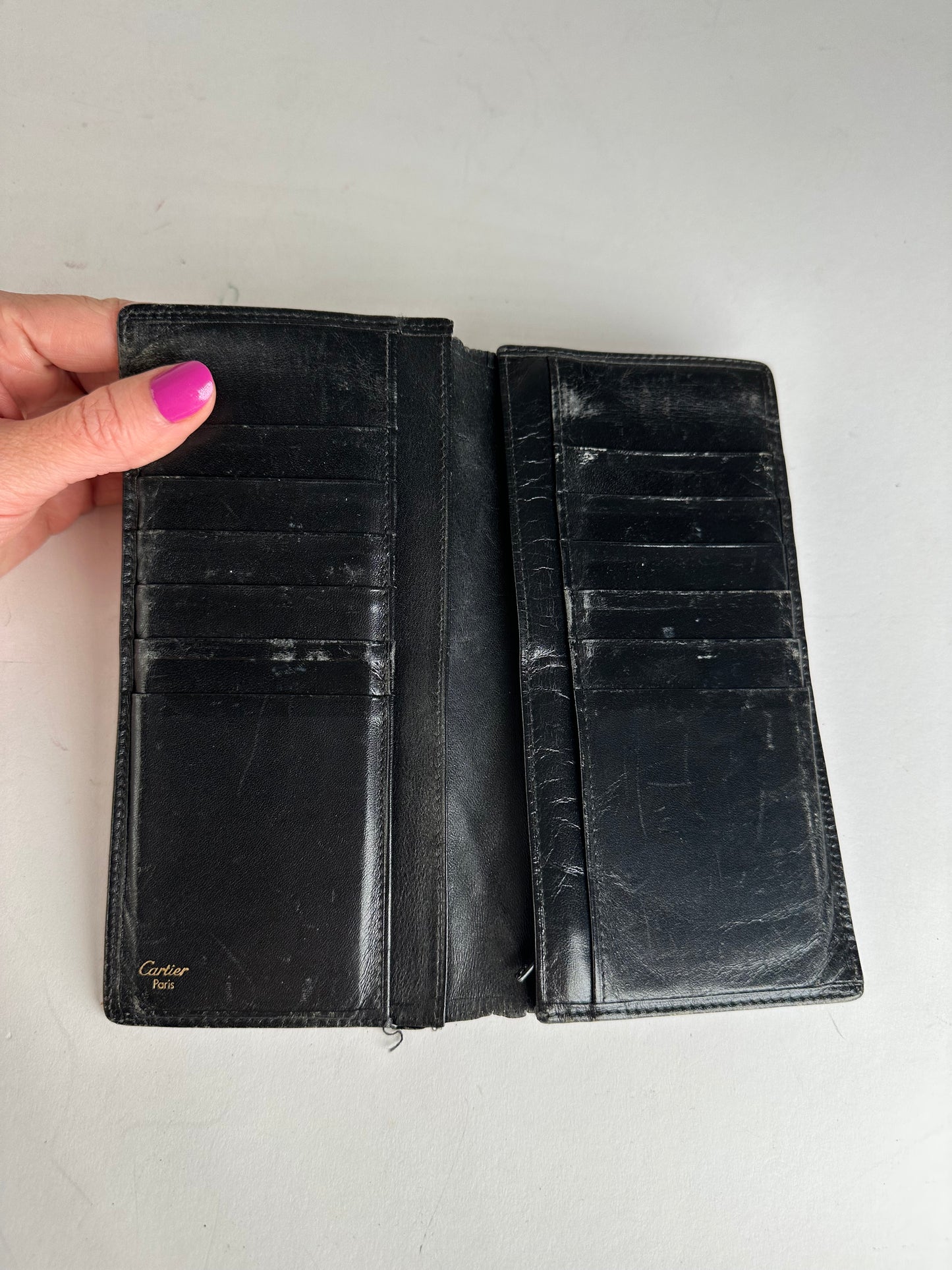 Vintage Cartier Leather ID Holder Black