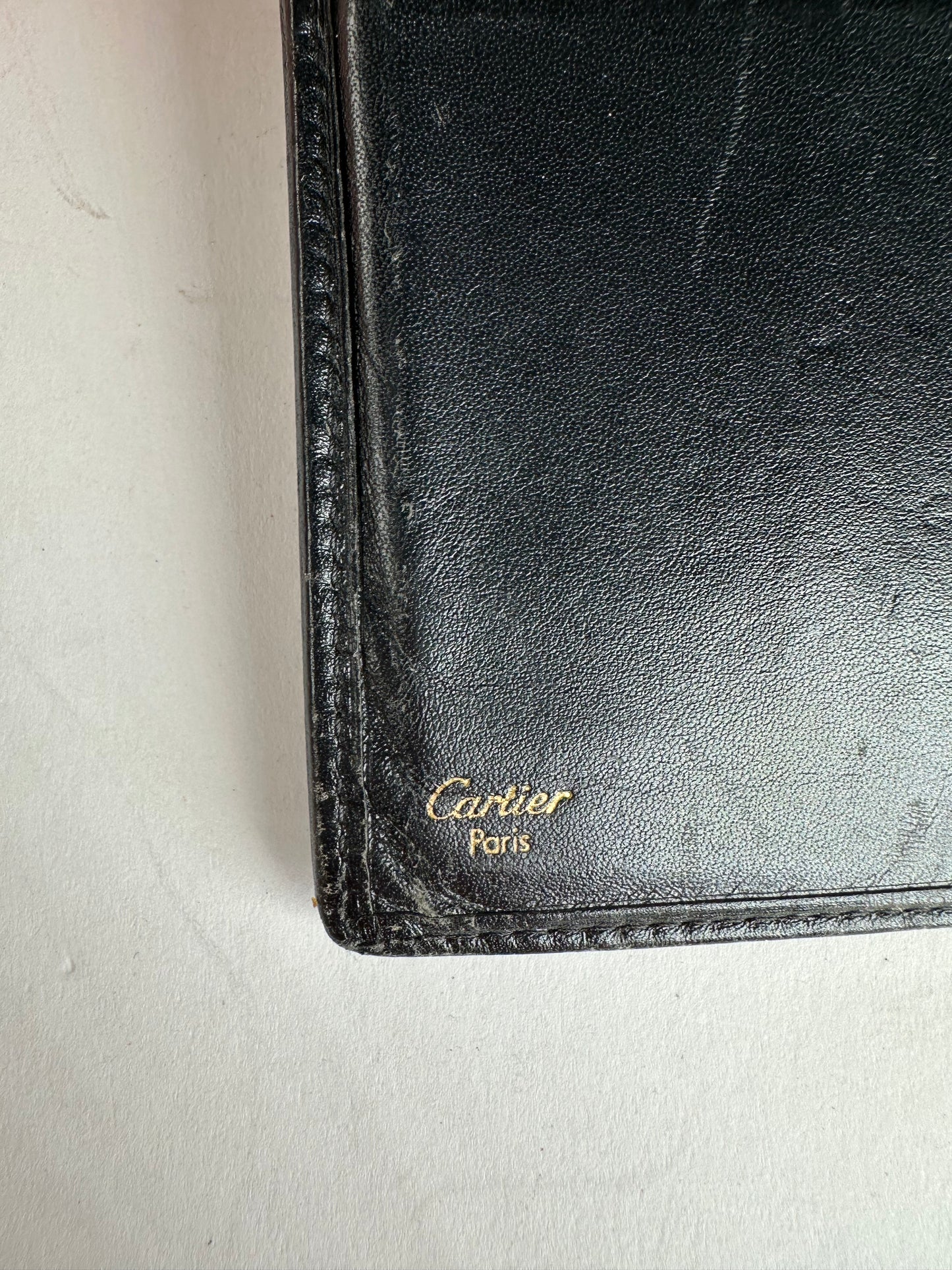 Vintage Cartier Leather ID Holder Black