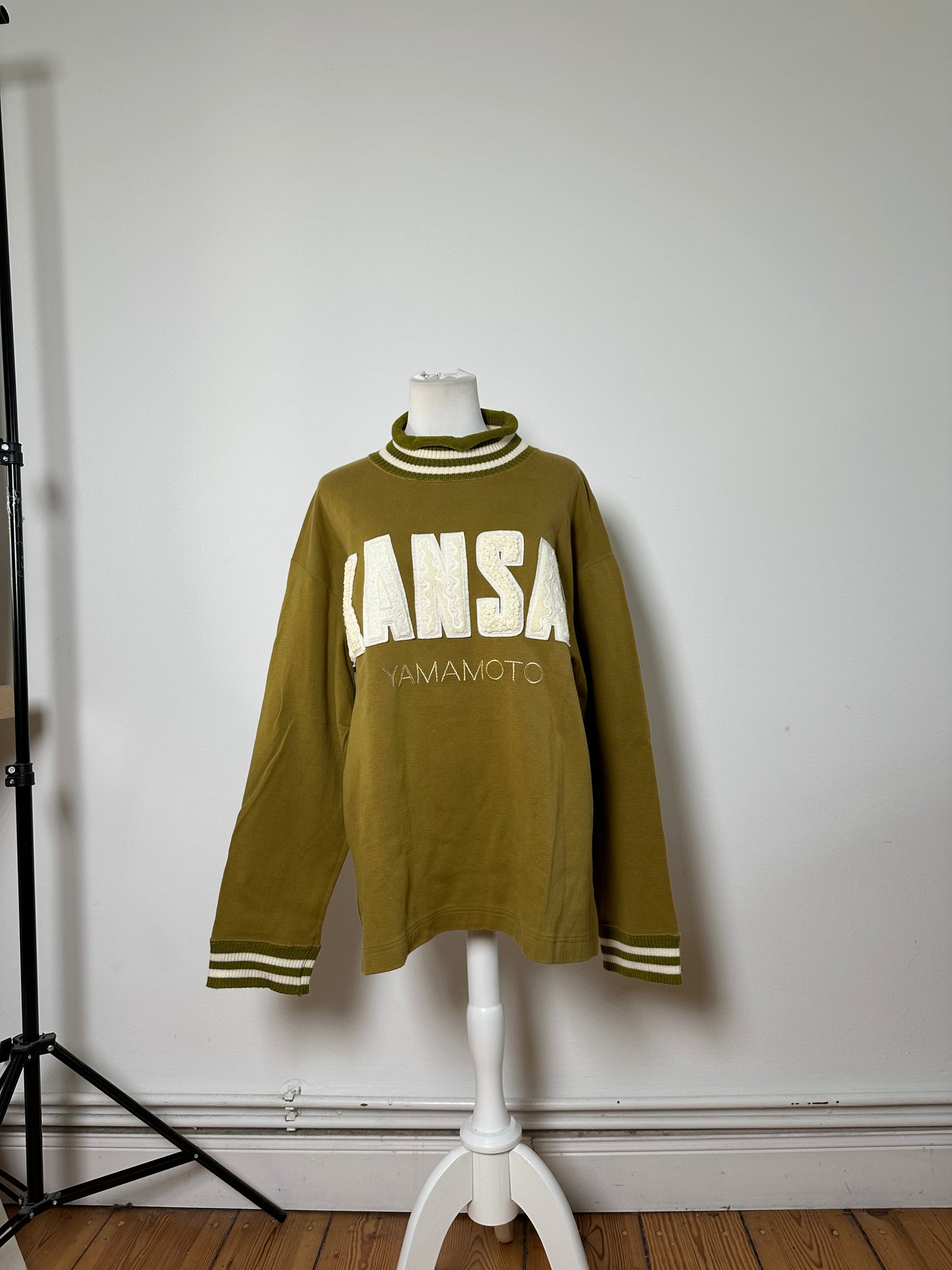 Vintage Kansai Yamamoto Men’s Cotton Sweater Olive Green L