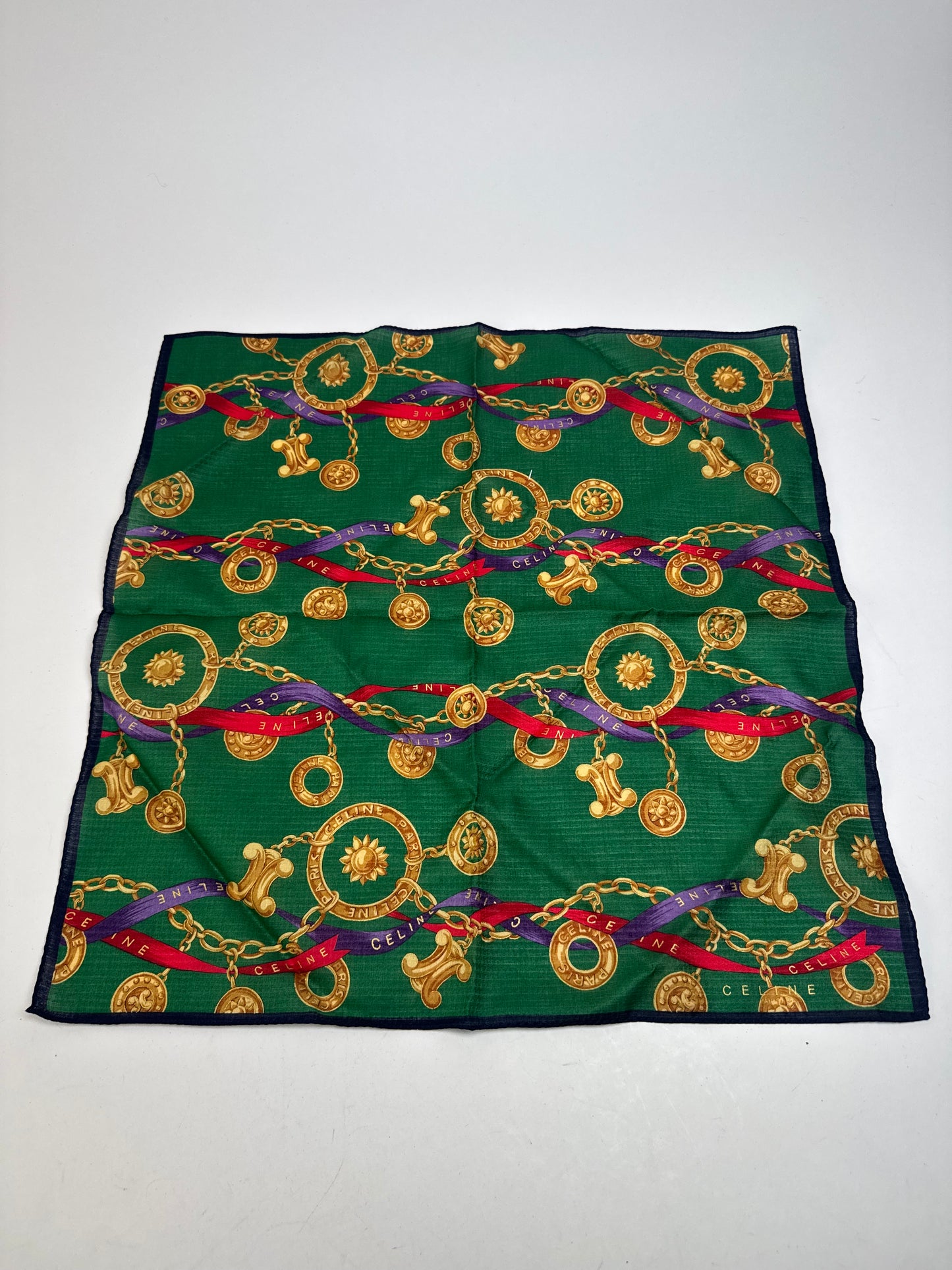 Vintage Celine Scarf Green Golden