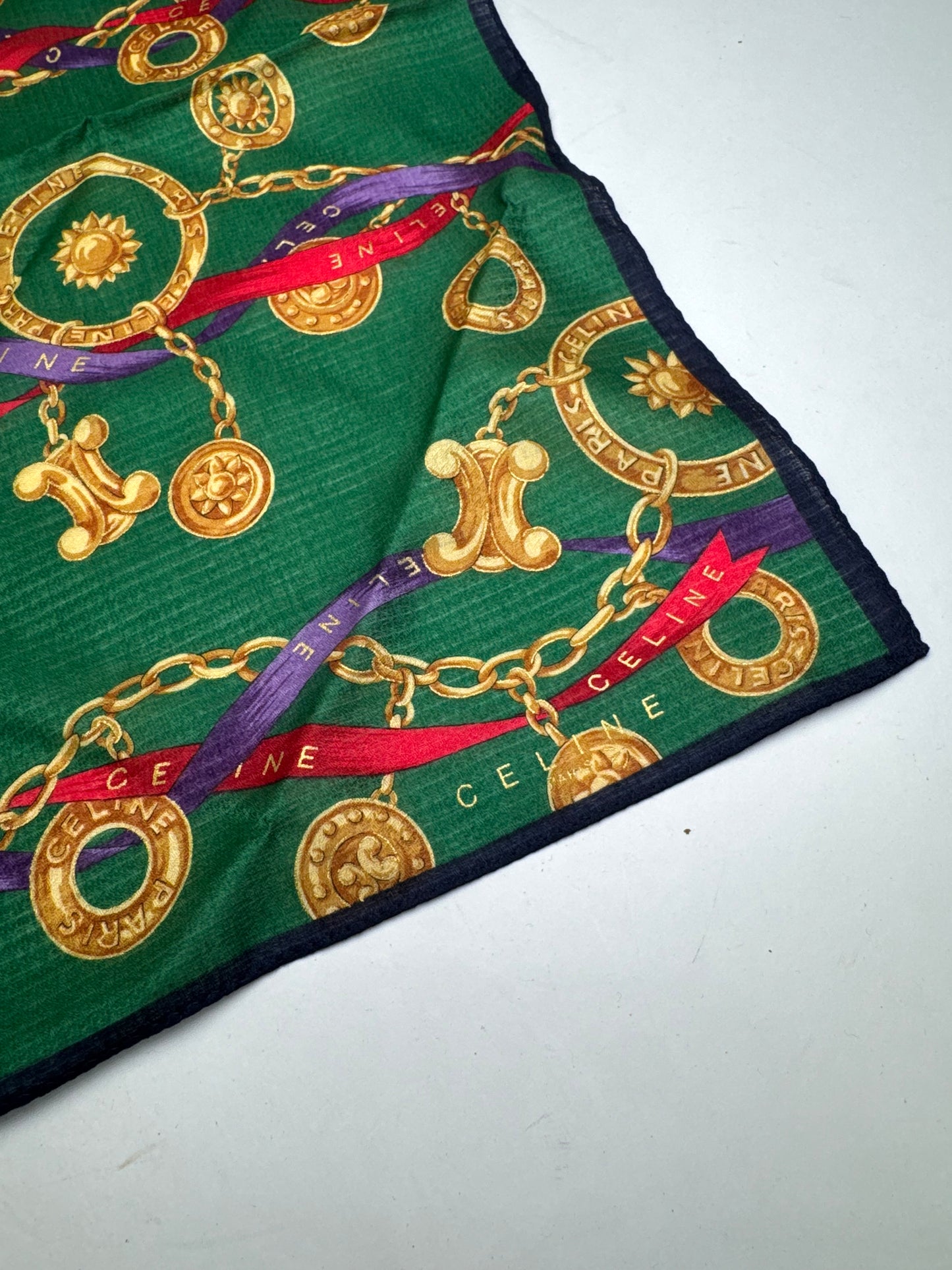 Vintage Celine Scarf Green Golden