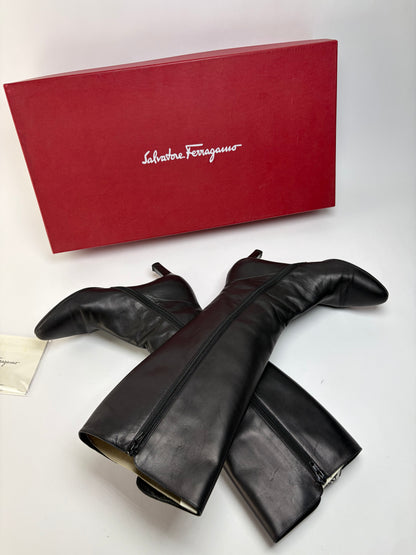 Vintage Salvatore Ferragamo Knee-High Boots Black c. Late 1990s EU38
