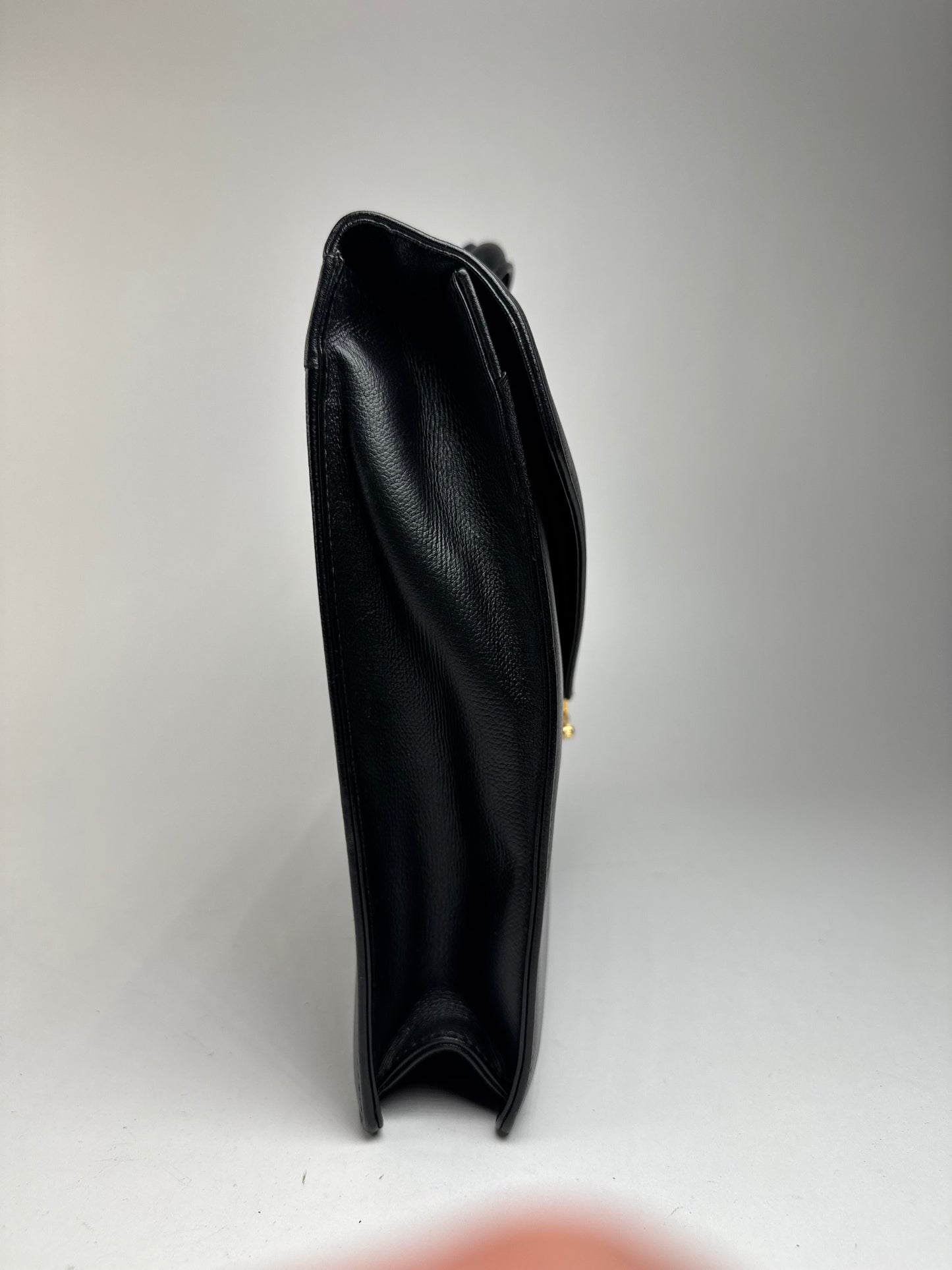 Serviette vintage en cuir noir Yves Saint Laurent