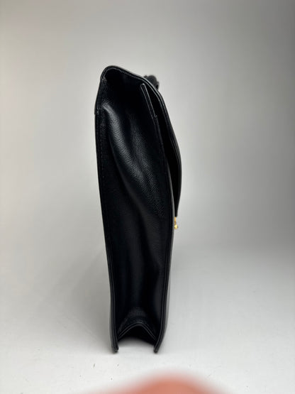 Serviette vintage en cuir noir Yves Saint Laurent