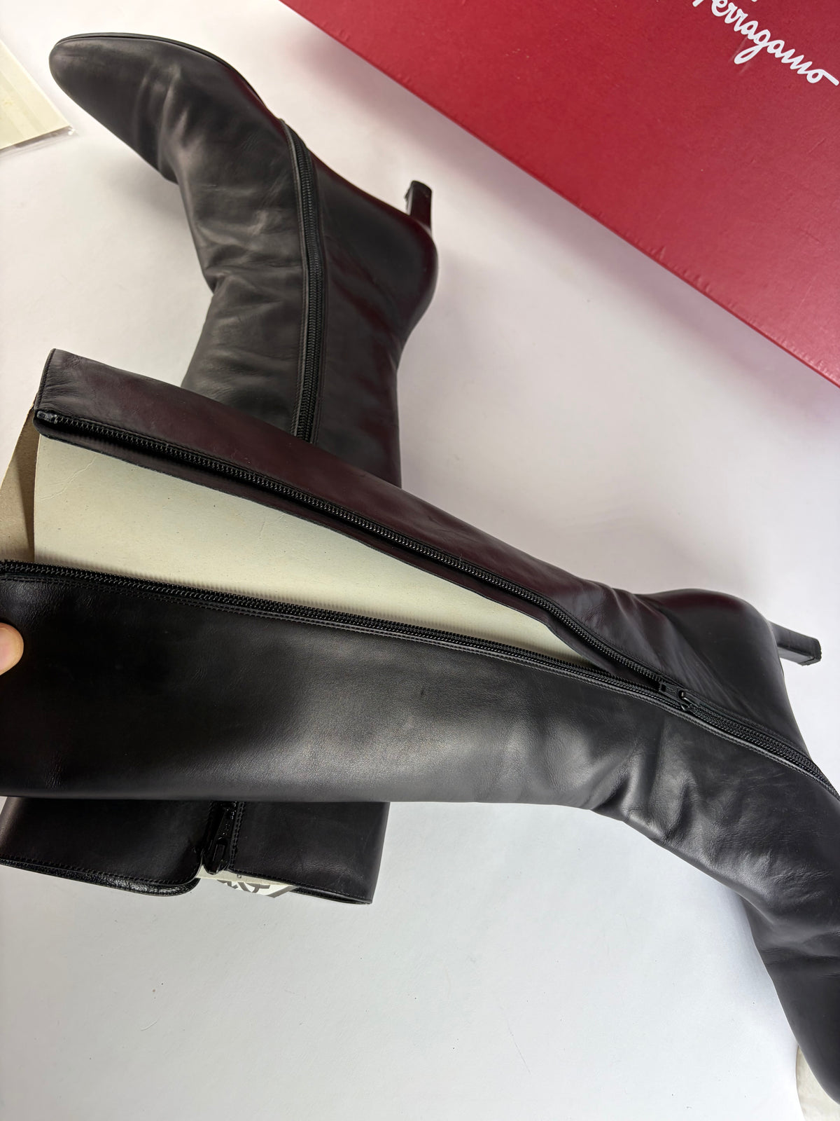 Vintage Salvatore Ferragamo Knee-High Boots Black c. Late 1990s EU38