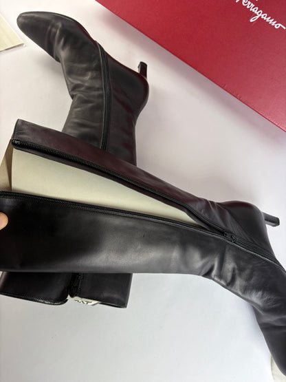 Vintage Salvatore Ferragamo Knee-High Boots Black c. Late 1990s EU38