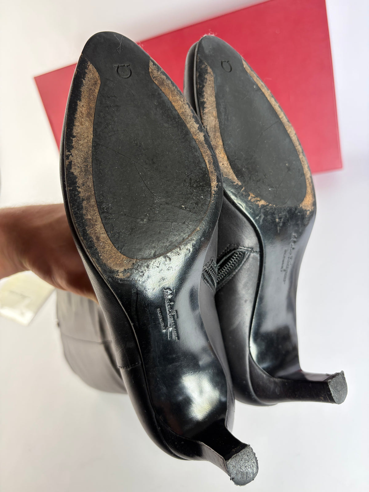 Vintage Salvatore Ferragamo Knee-High Boots Black c. Late 1990s EU38