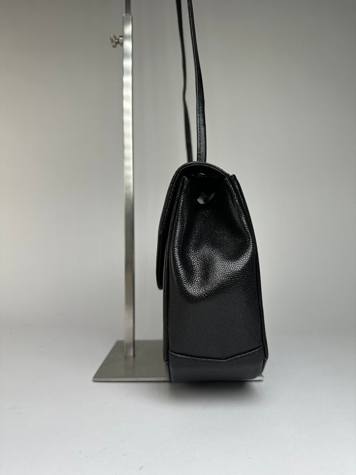 Vintage Givenchy Textured Leather Flap Crossbody Bag Late 1980s Black