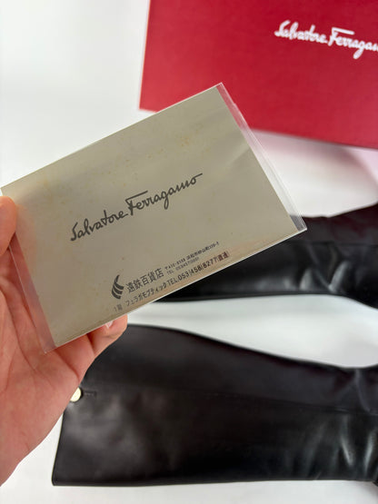 Vintage Salvatore Ferragamo Knee-High Boots Black c. Late 1990s EU38