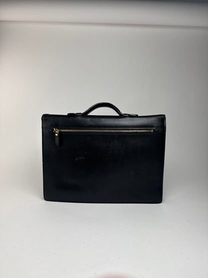 Serviette vintage en cuir noir Yves Saint Laurent