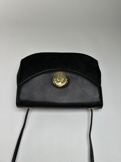 Vintage Givenchy Textured Leather Flap Crossbody Bag Late 1980s Black