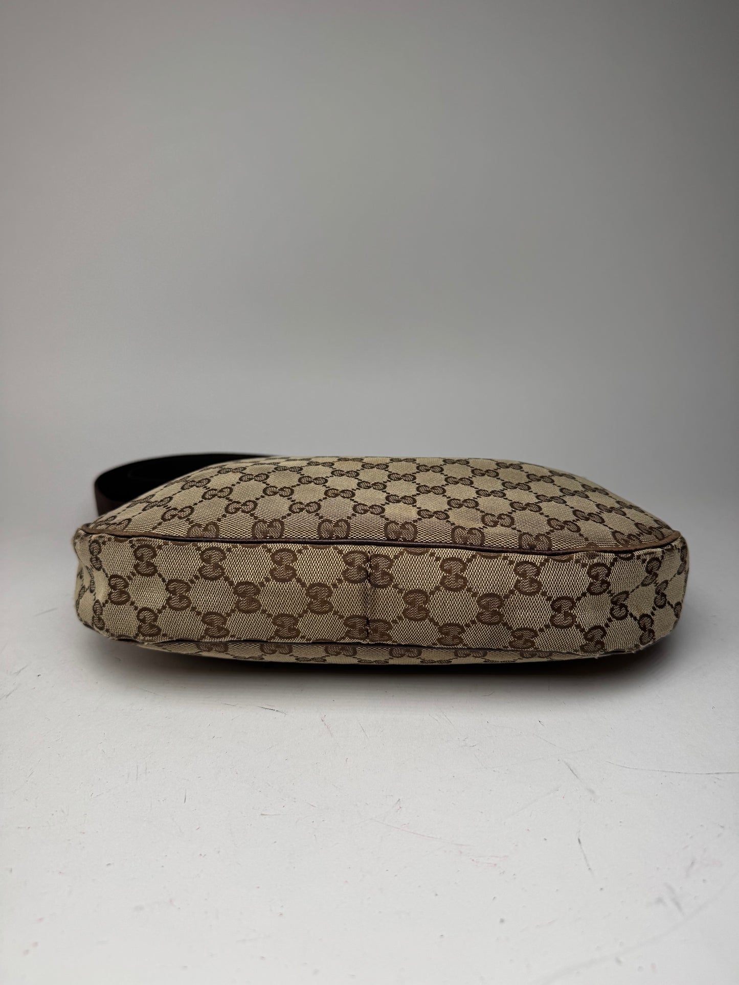 Vintage Gucci Monogram Canvas Croissant Crossbody 2Way Bag beige brown