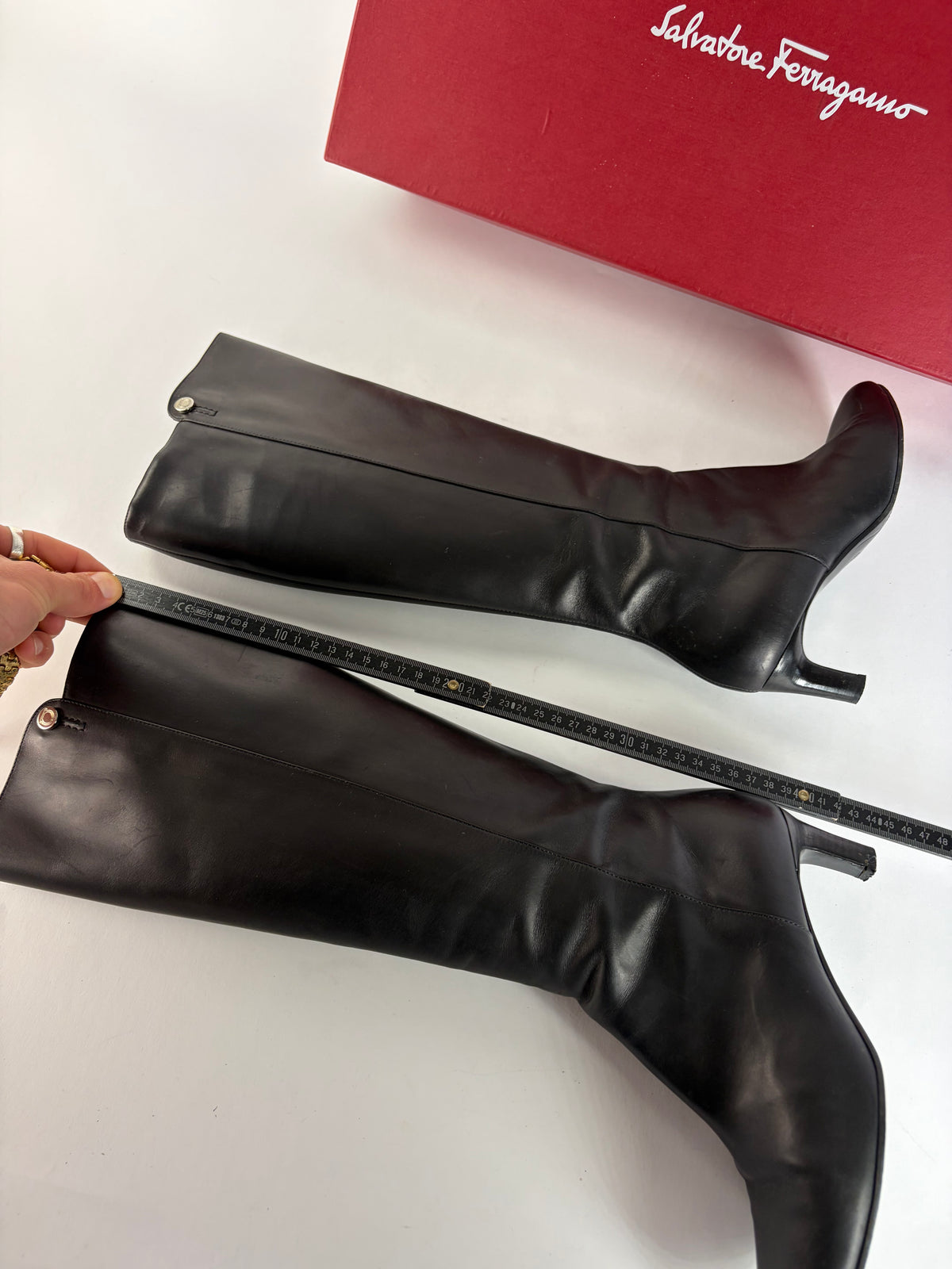 Vintage Salvatore Ferragamo Knee-High Boots Black c. Late 1990s EU38