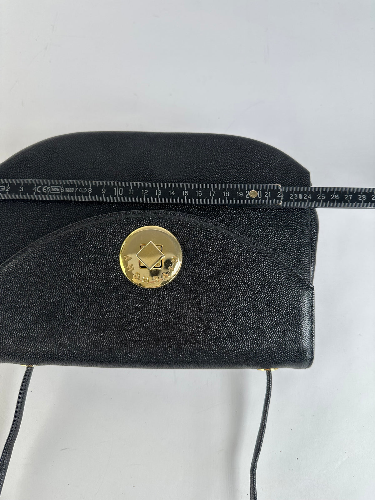 Vintage Givenchy Textured Leather Flap Crossbody Bag Late 1980s Black