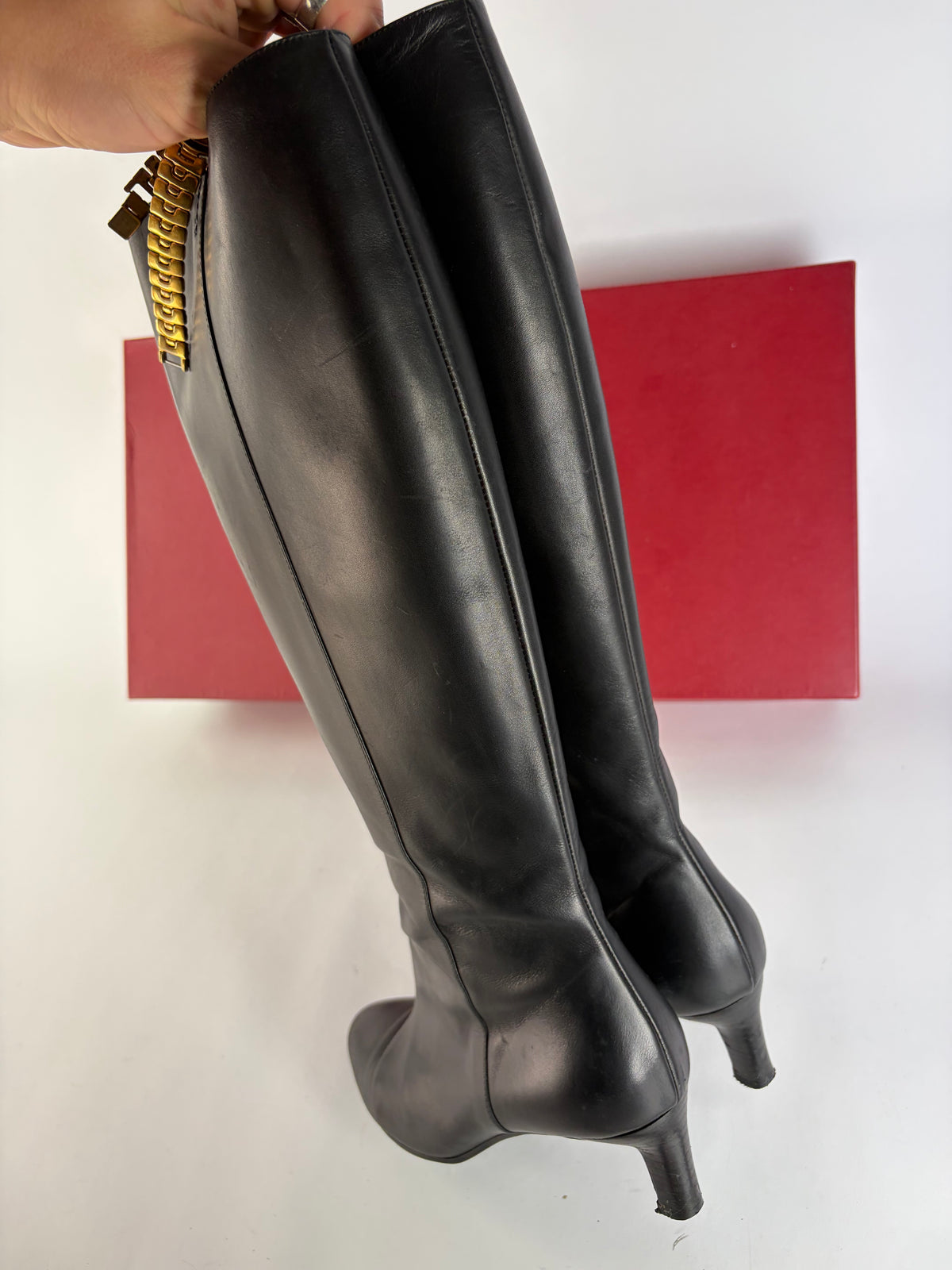 Vintage Salvatore Ferragamo Knee-High Boots Black c. Late 1990s EU38