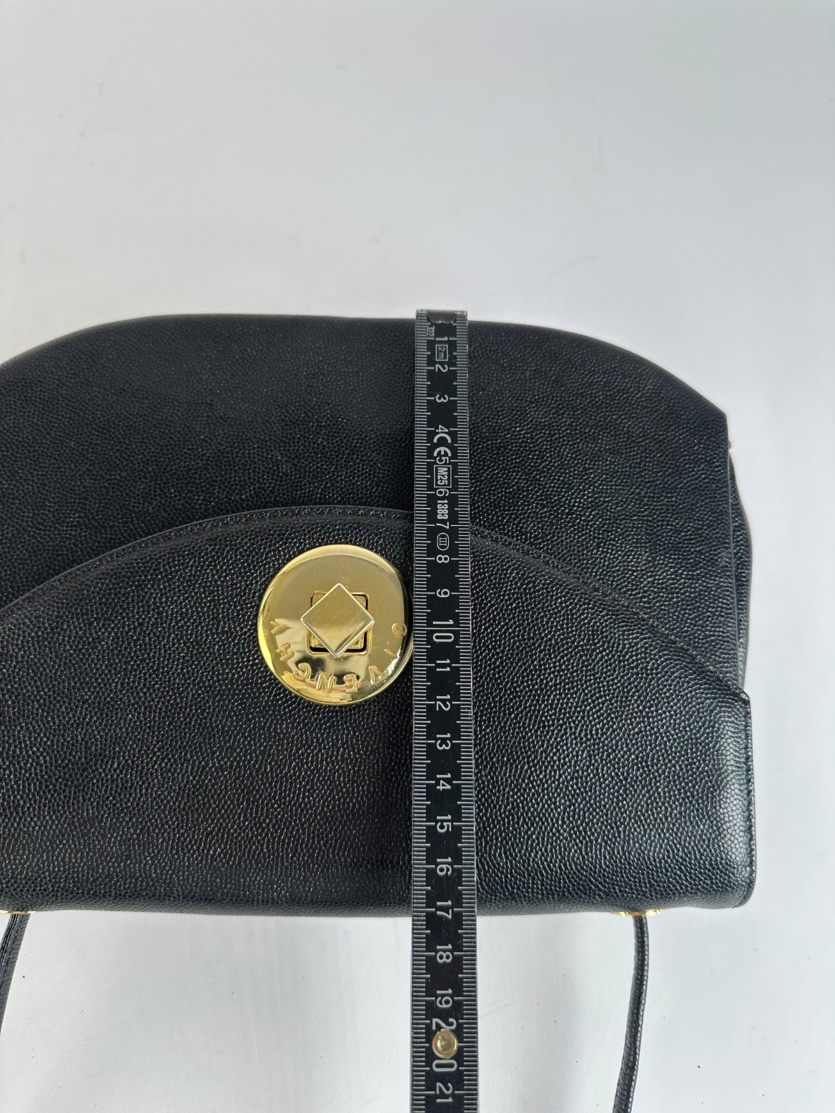 Vintage Givenchy Textured Leather Flap Crossbody Bag Late 1980s Black