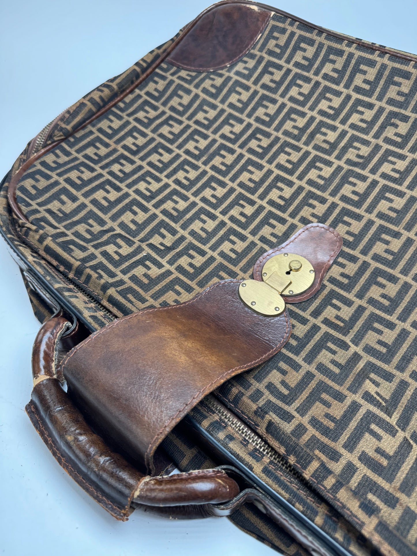 Vintage Fendi FF monogram Suitcase brown