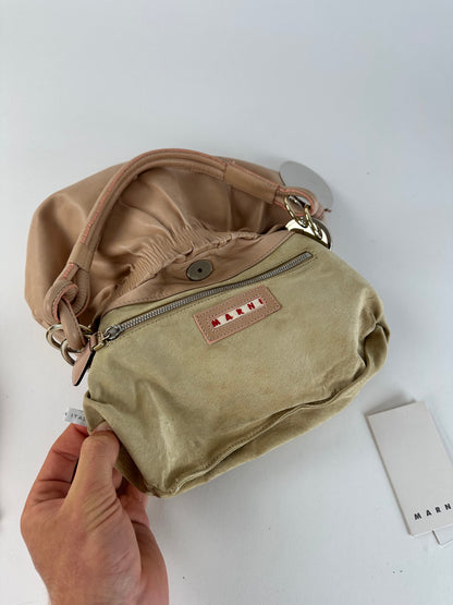 Vintage Marni Soft Leather Shoulder Bag Y2K Blush Pink Silver