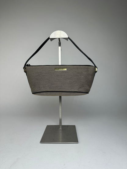 Vintage Gucci Leather / Canvas Mini Handbag Grey Black