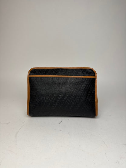 Vintage Balenciaga Monogram Leather Clutch Brown Black