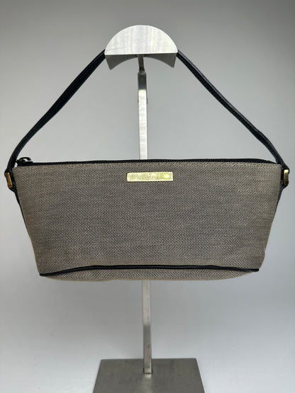 Vintage Gucci Leather / Canvas Mini Handbag Grey Black