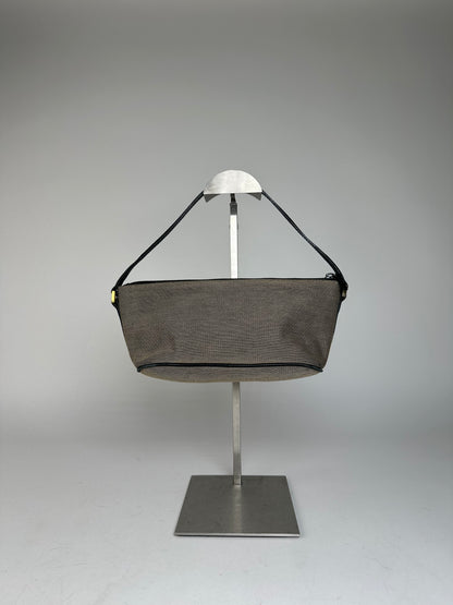 Vintage Gucci Leather / Canvas Mini Handbag Grey Black